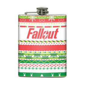 Фляга с принтом Fallout Новогодний в Курске, металлический корпус | емкость 0,22 л, размер 125 х 94 мм. Виниловая наклейка запечатывается полностью | 