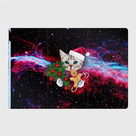 Магнитный плакат 3Х2 с принтом astro cat в Курске, Полимерный материал с магнитным слоем | 6 деталей размером 9*9 см | art | cat | new year | pizza | space | абстракция | еда | ёлка | звезды | киса | космос | кот | кот в космосе | кот с едой | котенок | котик | кошка | новый год | пицца | праздник | рождество | шапка