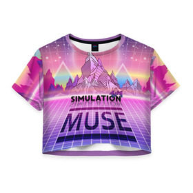 Женская футболка 3D укороченная с принтом Simulation Theory. Muse в Курске, 100% полиэстер | круглая горловина, длина футболки до линии талии, рукава с отворотами | matthew bellamy | muse | simulation theory | мьюз | мэт бэллами | мэтью беллами