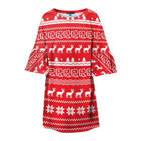 Детское платье 3D с принтом Новогодний Roblox в Курске, 100% полиэстер | прямой силуэт, чуть расширенный к низу. Круглая горловина, на рукавах — воланы | dynablocks | roblox | блоки | вселенная | герои | год | кубики | новый | роблокс | снег | снежинки | узор