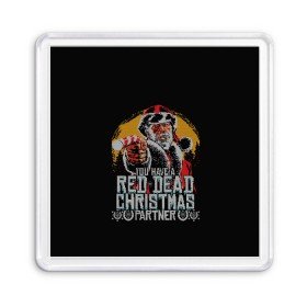 Магнит 55*55 с принтом Red Dead Christmas в Курске, Пластик | Размер: 65*65 мм; Размер печати: 55*55 мм | christmas | dead | gamer | john | marston | new | rdr | red | redemption | rockstar | shooter | western | xmas | year | вестерн | джон | марстон | рождество | шутер