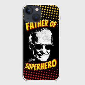 Чехол для iPhone 13 mini с принтом Stan Lee: Father of Superhero в Курске,  |  | Тематика изображения на принте: avengers | father | hero | hulk | iron | lee | man | stan | stan lee | stanlee | superhero | thor | анти | герой | железный | комиксы | лии | мстители | отец | стен | стенли | стэн ли | супер | супергероев | тор | халк | человек