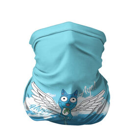 Бандана-труба 3D с принтом Happy Aye! (Fairy Tail) в Курске, 100% полиэстер, ткань с особыми свойствами — Activecool | плотность 150‒180 г/м2; хорошо тянется, но сохраняет форму | Тематика изображения на принте: anime | blue | cat | fairy tail | happy | аниме | кот | кошка | синий | хвост феи | хэппи