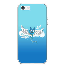 Чехол для iPhone 5/5S матовый с принтом Happy Aye! (Fairy Tail) в Курске, Силикон | Область печати: задняя сторона чехла, без боковых панелей | anime | blue | cat | fairy tail | happy | аниме | кот | кошка | синий | хвост феи | хэппи