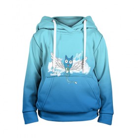 Детская толстовка 3D с принтом Happy Aye! (Fairy Tail) в Курске, 100% полиэстер | двухслойный капюшон со шнурком для регулировки, мягкие манжеты на рукавах и по низу толстовки, спереди карман-кенгуру с мягким внутренним слоем | Тематика изображения на принте: anime | blue | cat | fairy tail | happy | аниме | кот | кошка | синий | хвост феи | хэппи
