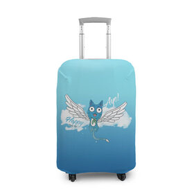 Чехол для чемодана 3D с принтом Happy Aye! (Fairy Tail) в Курске, 86% полиэфир, 14% спандекс | двустороннее нанесение принта, прорези для ручек и колес | anime | blue | cat | fairy tail | happy | аниме | кот | кошка | синий | хвост феи | хэппи