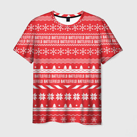 Мужская футболка 3D с принтом Новогодний BATTLEFIELD в Курске, 100% полиэфир | прямой крой, круглый вырез горловины, длина до линии бедер | 2019 | битвы | год | новый | олени | поле | рождество | снежинки | тактический | узор | шутер