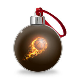 Ёлочный шар с принтом Баскетбол в Курске, Пластик | Диаметр: 77 мм | баскетбол | мяч | огонь