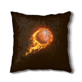 Подушка 3D с принтом Баскетбол в Курске, наволочка – 100% полиэстер, наполнитель – холлофайбер (легкий наполнитель, не вызывает аллергию). | состоит из подушки и наволочки. Наволочка на молнии, легко снимается для стирки | баскетбол | мяч | огонь