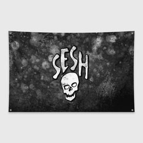 Флаг-баннер с принтом SESH Team (Bones) в Курске, 100% полиэстер | размер 67 х 109 см, плотность ткани — 95 г/м2; по краям флага есть четыре люверса для крепления | bones | boy | dead | deadboy | elmo | hdmi | hip | hop | kennedy | metal | rap | rapper | scream | sesh | seshollowaterboyz | skull | team | кеннеди | кости | костя | метал | рэп | рэпер | сеш | скрим | сэш | хип | хоп | череп | элмо