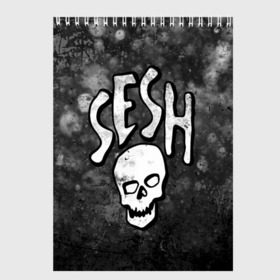 Скетчбук с принтом SESH Team (Bones) в Курске, 100% бумага
 | 48 листов, плотность листов — 100 г/м2, плотность картонной обложки — 250 г/м2. Листы скреплены сверху удобной пружинной спиралью | bones | boy | dead | deadboy | elmo | hdmi | hip | hop | kennedy | metal | rap | rapper | scream | sesh | seshollowaterboyz | skull | team | кеннеди | кости | костя | метал | рэп | рэпер | сеш | скрим | сэш | хип | хоп | череп | элмо