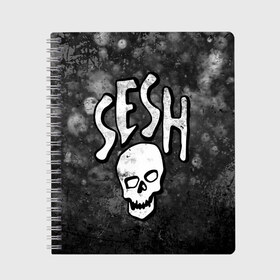Тетрадь с принтом SESH Team (Bones) в Курске, 100% бумага | 48 листов, плотность листов — 60 г/м2, плотность картонной обложки — 250 г/м2. Листы скреплены сбоку удобной пружинной спиралью. Уголки страниц и обложки скругленные. Цвет линий — светло-серый
 | bones | boy | dead | deadboy | elmo | hdmi | hip | hop | kennedy | metal | rap | rapper | scream | sesh | seshollowaterboyz | skull | team | кеннеди | кости | костя | метал | рэп | рэпер | сеш | скрим | сэш | хип | хоп | череп | элмо