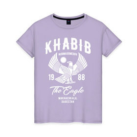 Женская футболка хлопок с принтом Хабиб Нурмагомедов в Курске, 100% хлопок | прямой крой, круглый вырез горловины, длина до линии бедер, слегка спущенное плечо | 