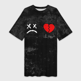 Платье-футболка 3D с принтом Lil Peep RIP в Курске,  |  | broken | dead | heart | lil | lil peep | lilpeep | music | peep | pump | rap | rapper | red | rip | густав | красное | лил | лил пип | лилпип | мертв | память | пип | разбитое | рип | рэп | рэпер | сердечко | сердце | умер | эмо