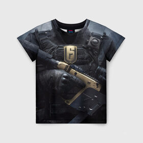 Детская футболка 3D с принтом Rainbow Six: Siege в Курске, 100% гипоаллергенный полиэфир | прямой крой, круглый вырез горловины, длина до линии бедер, чуть спущенное плечо, ткань немного тянется | pvp | воин | герой | дым | огонь | оружия | пламя | призрак | снайпер | сражения | тактический | туман | шутер