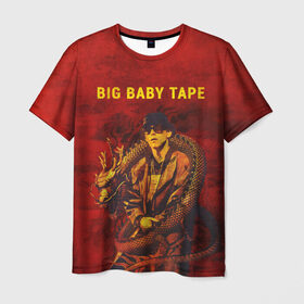Мужская футболка 3D с принтом BIG BABY TAPE - Dragonborn в Курске, 100% полиэфир | прямой крой, круглый вырез горловины, длина до линии бедер | baby | bbt | big | dragonborn | dragons | fire | gimme | lost | rap | raper | tape | the | trap | взял | дракон | драконы | огонь | русский | рэп | рэппер | твою