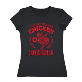 Женская футболка хлопок с принтом WINNER WINNER chicken dinner! в Курске, 100% хлопок | прямой крой, круглый вырез горловины, длина до линии бедер, слегка спущенное плечо | 