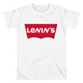 Мужская футболка хлопок с принтом LENIN`S в Курске, 100% хлопок | прямой крой, круглый вырез горловины, длина до линии бедер, слегка спущенное плечо. | бренд | коммунизм | комсомол | ленин | партия | революция