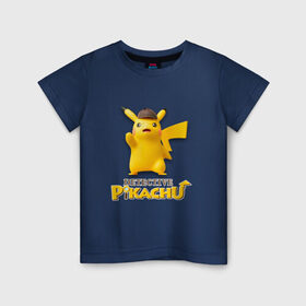 Детская футболка хлопок с принтом Detetive Pikachu в Курске, 100% хлопок | круглый вырез горловины, полуприлегающий силуэт, длина до линии бедер | detective | picachu | pokemon | детектив | пикачу | покемон