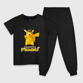 Детская пижама хлопок с принтом Detetive Pikachu в Курске, 100% хлопок |  брюки и футболка прямого кроя, без карманов, на брюках мягкая резинка на поясе и по низу штанин
 | detective | picachu | pokemon | детектив | пикачу | покемон