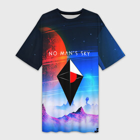 Платье-футболка 3D с принтом NO MANS SKY в Курске,  |  | game | hill | hills | mounatin | mounatins | nms | no mans sky | planet | rock | rocks | sky | snow | space | winter | игры | планеты