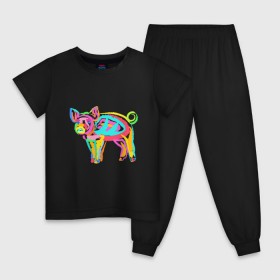 Детская пижама хлопок с принтом Color Pig в Курске, 100% хлопок |  брюки и футболка прямого кроя, без карманов, на брюках мягкая резинка на поясе и по низу штанин
 | 