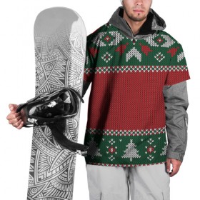Накидка на куртку 3D с принтом Вязаный узор в Курске, 100% полиэстер |  | background | christmas | winter | вязаный | вязаный узор | елки | зима | праздник | рождество | узор | фон