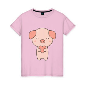 Женская футболка хлопок Милая свинка купить в Курске