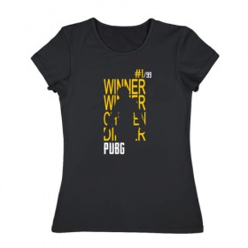 Женская футболка хлопок с принтом WINNER WINNER chicken dinner в Курске, 100% хлопок | прямой крой, круглый вырез горловины, длина до линии бедер, слегка спущенное плечо | 