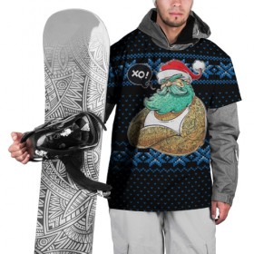 Накидка на куртку 3D с принтом Санта хипстер в Курске, 100% полиэстер |  | Тематика изображения на принте: дед мороз | зима | клаус | новый год | санта | снежинки | узор | хипстер