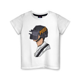 Детская футболка хлопок с принтом PUBG minimal в Курске, 100% хлопок | круглый вырез горловины, полуприлегающий силуэт, длина до линии бедер | fortnite | gaming | minimal | pubg | pubgfunny | pubgmeme | pubgmemes | pubgmobile | pubgxbox | минимализм | пубг