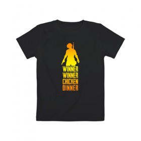 Детская футболка хлопок с принтом WINNER WINNER chicken dinner в Курске, 100% хлопок | круглый вырез горловины, полуприлегающий силуэт, длина до линии бедер | 