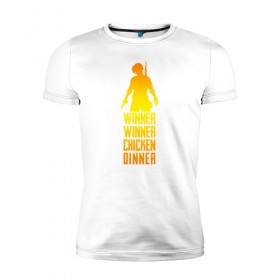 Мужская футболка премиум с принтом WINNER WINNER chicken dinner в Курске, 92% хлопок, 8% лайкра | приталенный силуэт, круглый вырез ворота, длина до линии бедра, короткий рукав | 