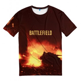 Мужская футболка 3D с принтом battlefield в Курске, 100% полиэфир | прямой крой, круглый вырез горловины, длина до линии бедер | 