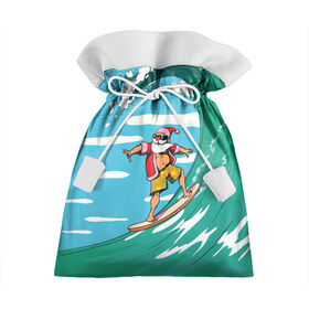 Подарочный 3D мешок с принтом Cool Santa в Курске, 100% полиэстер | Размер: 29*39 см | cool | creative | design | holiday | merry christmas | new year | sea | summer | surfing | wave | волна | дизайн | канары | креатив | круто | лето | море | новый год | рождество | сёрфинг