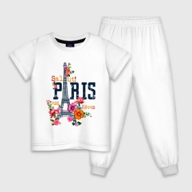 Детская пижама хлопок с принтом Salut PARIS в Курске, 100% хлопок |  брюки и футболка прямого кроя, без карманов, на брюках мягкая резинка на поясе и по низу штанин
 | Тематика изображения на принте: paris | башня | париж | салют | франция | французская | цветочки | цветы | эйфелева башня | эйфелевая башня