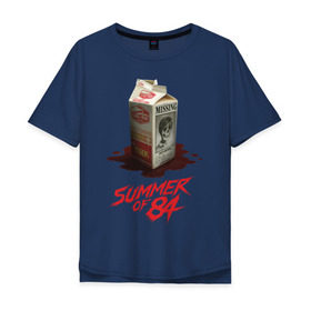 Мужская футболка хлопок Oversize с принтом Summer of 84 в Курске, 100% хлопок | свободный крой, круглый ворот, “спинка” длиннее передней части | 80s | retro | retrowave | summerof84 | synthwave