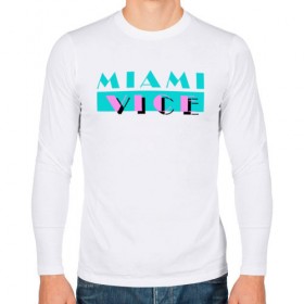 Мужской лонгслив хлопок с принтом Miami Vice Series в Курске, 100% хлопок |  | Тематика изображения на принте: 80s | miamivice | retro | retrowave | synthwave