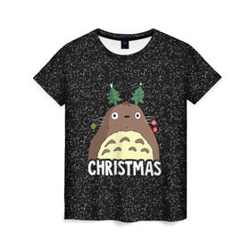 Женская футболка 3D с принтом Totoro Christmas в Курске, 100% полиэфир ( синтетическое хлопкоподобное полотно) | прямой крой, круглый вырез горловины, длина до линии бедер | anime | christmas | moon | myneighbortotoro | night | totoro | xmas | аниме | канта | кодомо | котобус | кусакабэ | мэй | рождество | сусуватари | тацуо | тоторо | хаяомиядзаки | ясуко