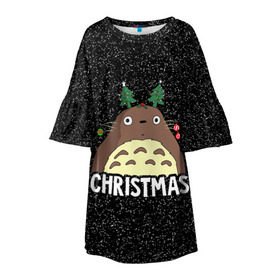 Детское платье 3D с принтом Totoro Christmas в Курске, 100% полиэстер | прямой силуэт, чуть расширенный к низу. Круглая горловина, на рукавах — воланы | anime | christmas | moon | myneighbortotoro | night | totoro | xmas | аниме | канта | кодомо | котобус | кусакабэ | мэй | рождество | сусуватари | тацуо | тоторо | хаяомиядзаки | ясуко