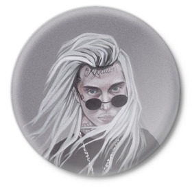 Значок с принтом Ghostemane в Курске,  металл | круглая форма, металлическая застежка в виде булавки | ghostemane | ghostmane | rap | trap | гостмейн | реп | трэп
