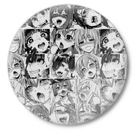 Значок с принтом Ахегао в Курске,  металл | круглая форма, металлическая застежка в виде булавки | ahegao | аниме | ахегао | мульт | мультфильм | сенпай | сэмпай