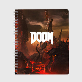 Тетрадь с принтом DOOM в Курске, 100% бумага | 48 листов, плотность листов — 60 г/м2, плотность картонной обложки — 250 г/м2. Листы скреплены сбоку удобной пружинной спиралью. Уголки страниц и обложки скругленные. Цвет линий — светло-серый
 | demon | devil | doom | doom vfr | evil | game | mars | red | демон | дум | игры | космос | красная планета | марс | пришельцы