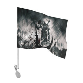 Флаг для автомобиля с принтом DARKSIDERS  в Курске, 100% полиэстер | Размер: 30*21 см | apocalypse | building | darksider 3 | destruction | fury | roots | slasher | strife | война | всадники апокалипсиса | голод | дарксайдерс | нефилимы | раздор | ярость