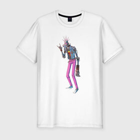 Мужская футболка премиум с принтом Cyber punk not dead! в Курске, 92% хлопок, 8% лайкра | приталенный силуэт, круглый вырез ворота, длина до линии бедра, короткий рукав | 