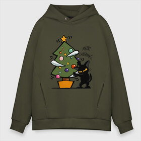 Мужское худи Oversize хлопок с принтом Merry Christmas в Курске, френч-терри — 70% хлопок, 30% полиэстер. Мягкий теплый начес внутри —100% хлопок | боковые карманы, эластичные манжеты и нижняя кромка, капюшон на магнитной кнопке | 2019 | дед мороз | дом | елка | желание | животные | зима | кабан | милый | мороз | настроение | новый год | пеппа | подарок | позитив | поросенок | праздник | радость | рождество | санта клаус | свинка