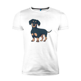 Мужская футболка премиум с принтом Такса в Курске, 92% хлопок, 8% лайкра | приталенный силуэт, круглый вырез ворота, длина до линии бедра, короткий рукав | dachshund | собака | собаки | такса | таксы