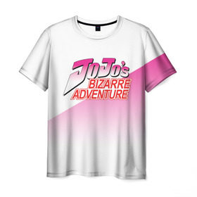 Мужская футболка 3D с принтом JOJO Bizzare Adventure в Курске, 100% полиэфир | прямой крой, круглый вырез горловины, длина до линии бедер | adventure | anime | bizzare | jo jo | jojo | logo | manga | аниме | араки | ахегао | джо | джо джо | джоджо | жижа | жожа | жожо | йойо | лого | манга | мульт | мультфильм | отаку | сериал | символ | хирохико | юри | яой