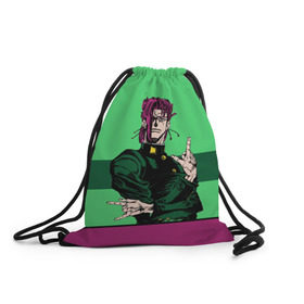 Рюкзак-мешок 3D с принтом Jojo Kakyoin в Курске, 100% полиэстер | плотность ткани — 200 г/м2, размер — 35 х 45 см; лямки — толстые шнурки, застежка на шнуровке, без карманов и подкладки | Тематика изображения на принте: adventure | anime | bizzare | jo jo | jojo | logo | manga | аниме | араки | ахегао | джо | джо джо | джоджо | жижа | жожа | жожо | йойо | лого | манга | мульт | мультфильм | отаку | сериал | символ | хирохико | юри | яой