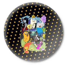 Значок с принтом Adventure Time в Курске,  металл | круглая форма, металлическая застежка в виде булавки | Тематика изображения на принте: 